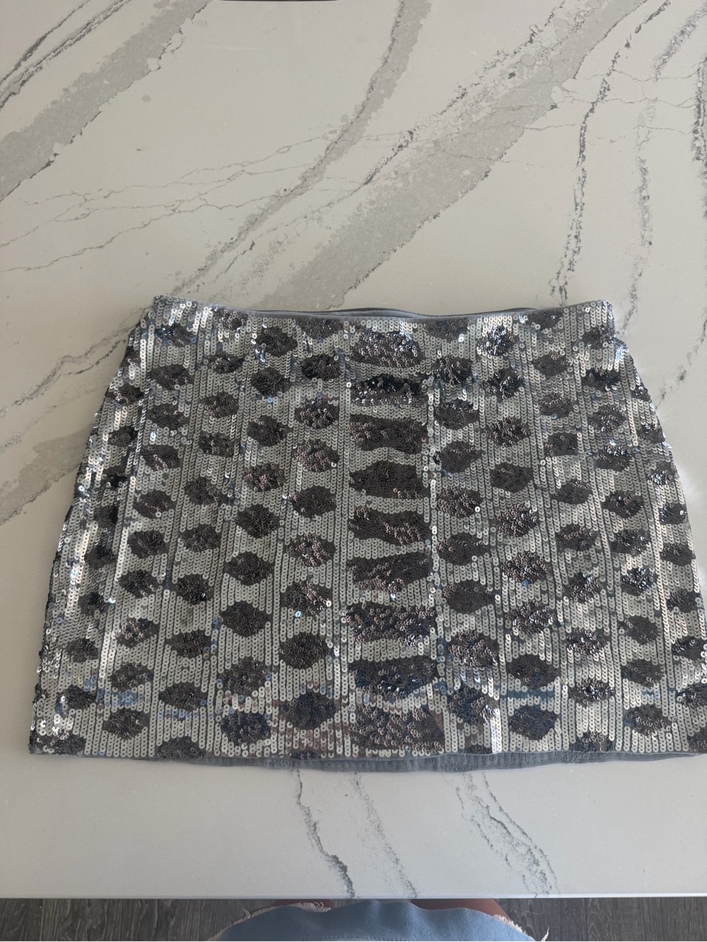 Express Silver Sequin Mini Skirt